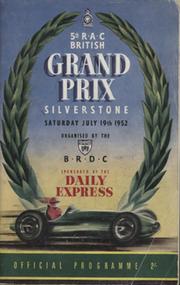 BRITISH GRAND PRIX 1952 MOTOR RACING PROGRAMME