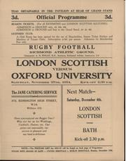 LONDON SCOTTISH V OXFORD UNIVERSITY 1954 RUGBY UNION PROGRAMME