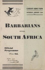 BARBARIANS V SOUTH AFRICA 1952 RUGBY UNION PROGRAMME