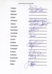 SOUTH AFRICA 2009 (TOUR TO EUROPE) RUGBY UNION AUTOGRAPHS