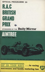 BRITISH GRAND PRIX 1962 (AINTREE) MOTOR RACING PROGRAMME