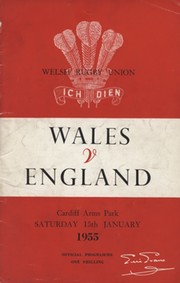 WALES V ENGLAND 1955 RUGBY UNION PROGRAMME