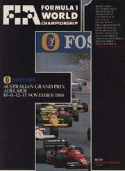 AUSTRALIAN GRAND PRIX 1988 MOTOR RACING PROGRAMME