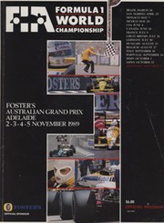 AUSTRALIAN GRAND PRIX 1989 MOTOR RACING PROGRAMME