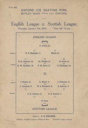 ENGLISH LEAGUE V SCOTTISH LEAGUE 1932 ICE HOCKEY PROGRAMME