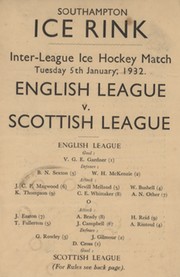 ENGLISH LEAGUE V SCOTTISH LEAGUE 1932 ICE HOCKEY PROGRAMME