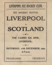 LIVERPOOL V SCOTLAND 1932 ICE HOCKEY PROGRAMME