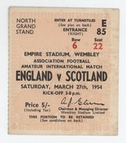 ENGLAND V SCOTLAND 1954 FOOTBALL TICKET