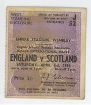 ENGLAND V SCOTLAND 1954 FOOTBALL TICKET