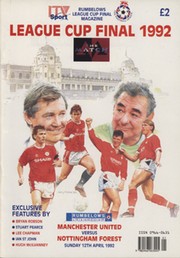 MANCHESTER UNITED V NOTTINGHAM FOREST 1992 (RUMBELOWS LEAGUE CUP FINAL) FOOTBALL MAGAZINE