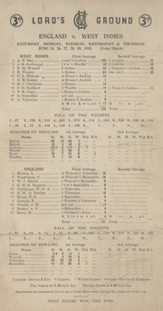 ENGLAND V WEST INDIES 1950 (LORD