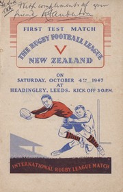 GREAT BRITAIN V NEW ZEALAND 1947 (1ST TEST) SIGNED RUGBY LEAGUE PROGRAMME