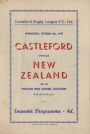 CASTLEFORD V NEW ZEALAND 1947 RUGBY LEAGUE PROGRAMME