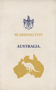WARRINGTON V AUSTRALIA 1933 RUGBY LEAGUE RECEPTION & TEA MENU