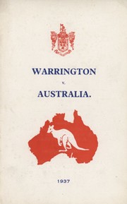 WARRINGTON V AUSTRALIA 1937 RUGBY LEAGUE RECEPTION & TEA MENU
