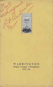 WARRINGTON RUGBY LEAGUE CHAMPIONS 1947-48