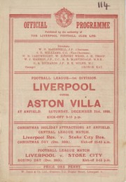 LIVERPOOL V ASTON VILLA 1946-47 FOOTBALL PROGRAMME