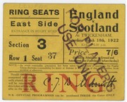 ENGLAND V SCOTLAND 1922 RUGBY UNION TICKET 