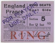 ENGLAND V FRANCE 1922 RUGBY UNION TICKET