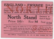 ENGLAND V FRANCE 1926 RUGBY UNION TICKET