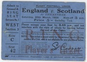 ENGLAND V SCOTLAND 1926 RUGBY UNION TICKET