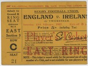 ENGLAND V IRELAND 1927 RUGBY UNION TICKET