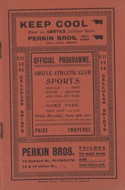 ARGYLE ATHLETIC CLUB (PLYMOUTH) SPORTS MEETING 1911 PROGRAMME