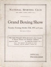 BILLY ADAIR V ENZI FIERMONTE 1927 BOXING PROGRAMME (ALSO TED 