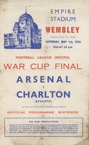 ARSENAL V CHARLTON ATHLETIC 1943 (WAR CUP FINAL) FOOTBALL PROGRAMME