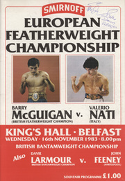 BARRY MCGUIGAN V VALERIO NATI 1983 BOXING PROGRAMME