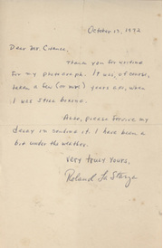 ROLAND LA STARZA 1972 SIGNED BOXING LETTER