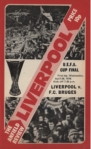 LIVERPOOL V F.C. BRUGES 1976 (UEFA CUP FINAL) FOOTBALL PROGRAMME - BRIAN GLANVILLE