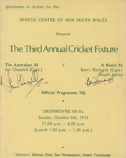 AUSTRALIAN XI V WORLD XI 1974 (DRUMMOYNE OVAL) CRICKET PROGRAMME