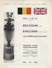 BELGIUM LEAGUE V ENGLAND LEAGUE 1967 FOOTBALL PROGRAMME