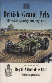 BRITISH GRAND PRIX 1951 OFFICIAL MOTOR RACING PROGRAMME