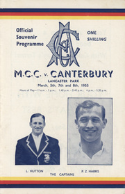 CANTERBURY V ENGLAND 1955 CRICKET PROGRAMME