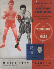 BRUCE WOODCOCK V FREDDIE MILLS 1949 BOXING PROGRAMME