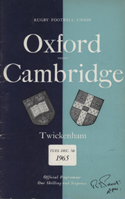 OXFORD V CAMBRIDGE 1965 RUGBY UNION PROGRAMME