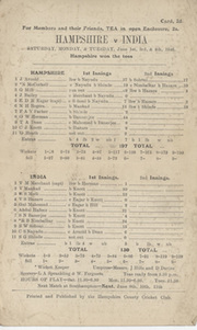 HAMPSHIRE V INDIA 1946 CRICKET SCORECARD