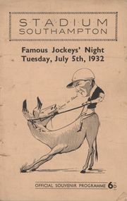 FAMOUS JOCKEYS V TROJANS RFC CRICKET MATCH 1932 (SOUTHAMPTON) PROGRAMME