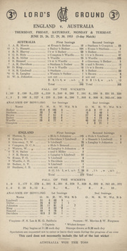 ENGLAND V AUSTRALIA 1953 (LORD