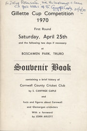 A BRIEF HISTORY OF CORNWALL COUNTY CRICKET CLUB (IRVING ROSENWATER