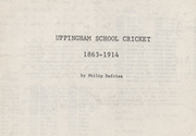 UPPINGHAM SCHOOL CRICKET 1863-1914