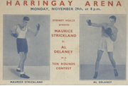 MAURICE STRICKLAND V AL DELANEY 1937 PROMOTIONAL BOXING POSTCARD