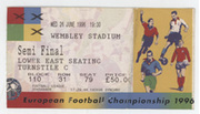 EUROPEAN FOOTBALL CHAMPIONSHIP 1996 SEMI-FINAL TICKET - ENGLAND V GERMANY