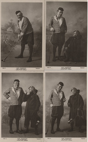 JOHN HUMPHRIES (AS OLD KING COLE) PLAYING GOLF - SET OF 4 POSTCARDS