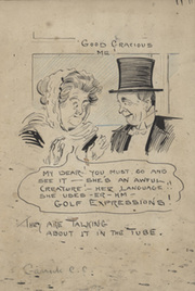 THOMAS DOWNEY 1909 ORIGINAL GOLF CARTOON