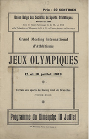 1909 ATHLETICS MEETING (BRUSSELS) OFFICIAL PROGRAMME
