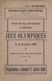 1909 ATHLETICS MEETING (BRUSSELS) OFFICIAL PROGRAMME
