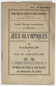 1910 ATHLETICS MEETING (BRUSSELS) OFFICIAL PROGRAMME